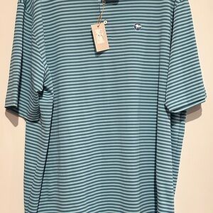 NWT Peter Millar Aqua Striped Polo Golf Shirt